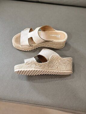 Browns Italian Metallic Espadrille Wedge Sandals – Size 7